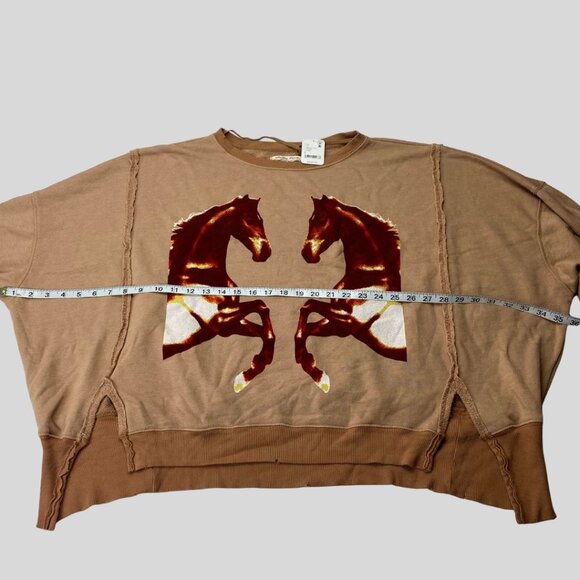 FREE PEOPLE Graphic Camden Mirrored Horses Sweater Size S NWT - Picture 5 of 7
